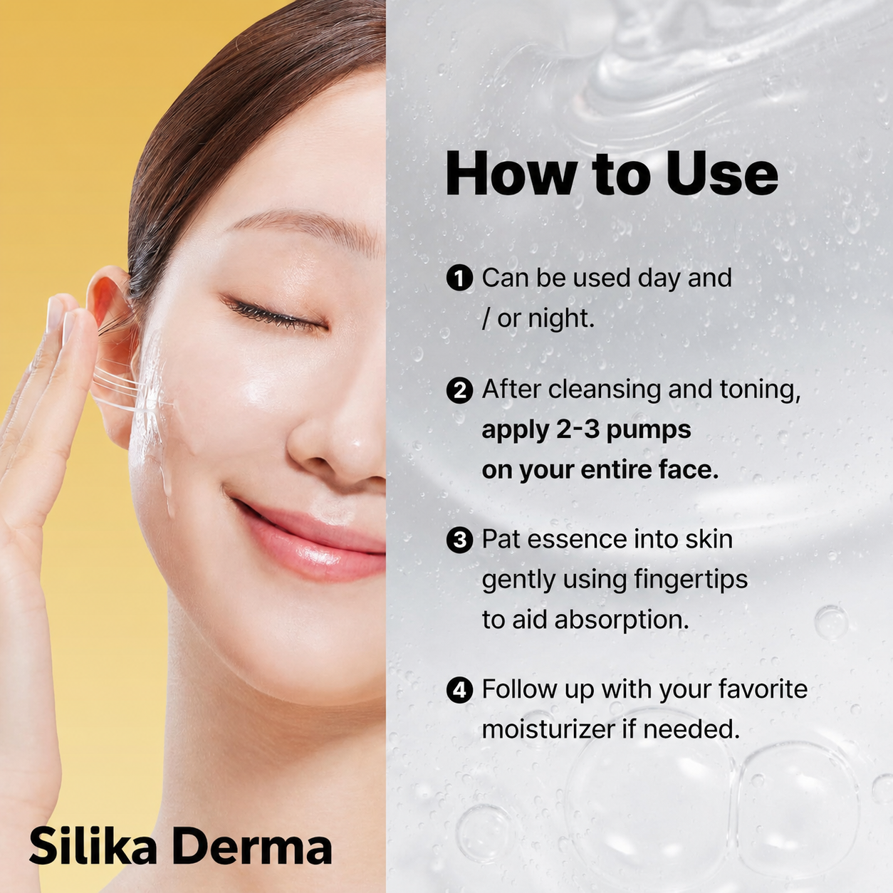 Silika Derma Snail Quench Hydrating Repair Essence – Snail Mucin, Panthenol & Hyaluronic Acid for Dehydrated, Dull and Stressed Skin