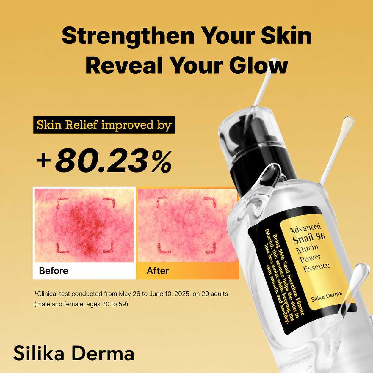 Silika Derma Snail Quench Hydrating Repair Essence – Snail Mucin, Panthenol & Hyaluronic Acid for Dehydrated, Dull and Stressed Skin