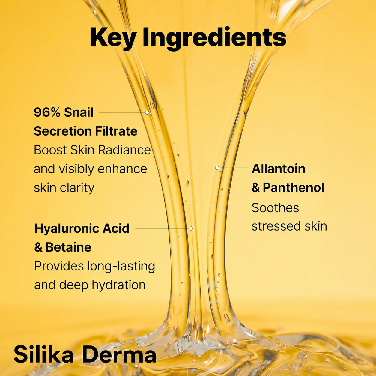 Silika Derma Snail Quench Hydrating Repair Essence – Snail Mucin, Panthenol & Hyaluronic Acid for Dehydrated, Dull and Stressed Skin