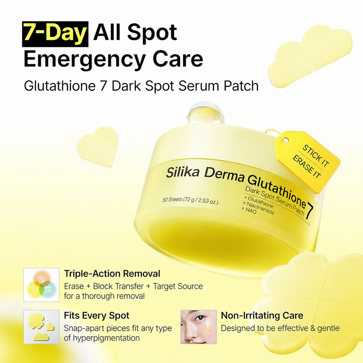 Silika Derma Glutathione Dark Spot Hydrogel Serum Patches | 30 Patches or 120 Hearts